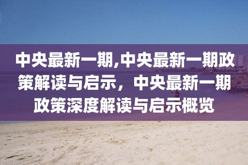 中央最新政策观点论述，深度解读某项政策的新消息